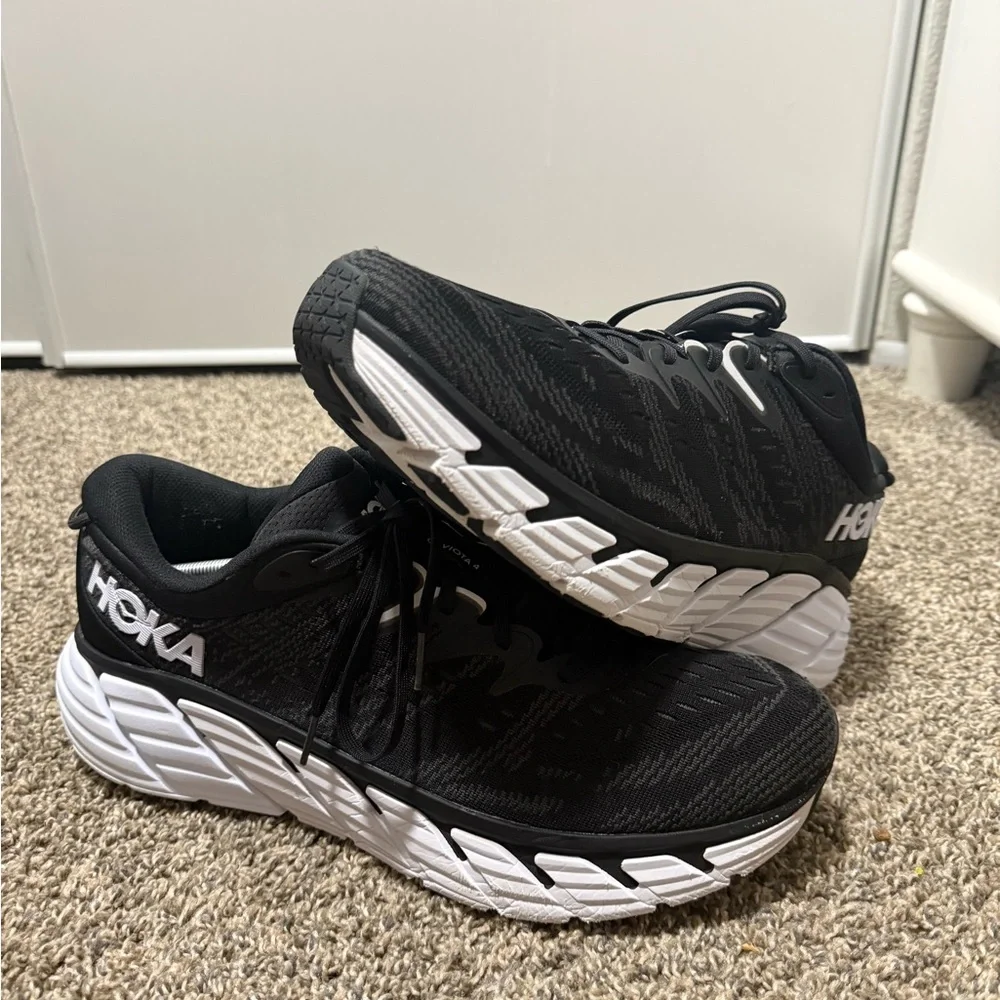HOKA ONE ONE GAVIOTA 4 Black and White Athletic Shoes - Picture 2 of 9